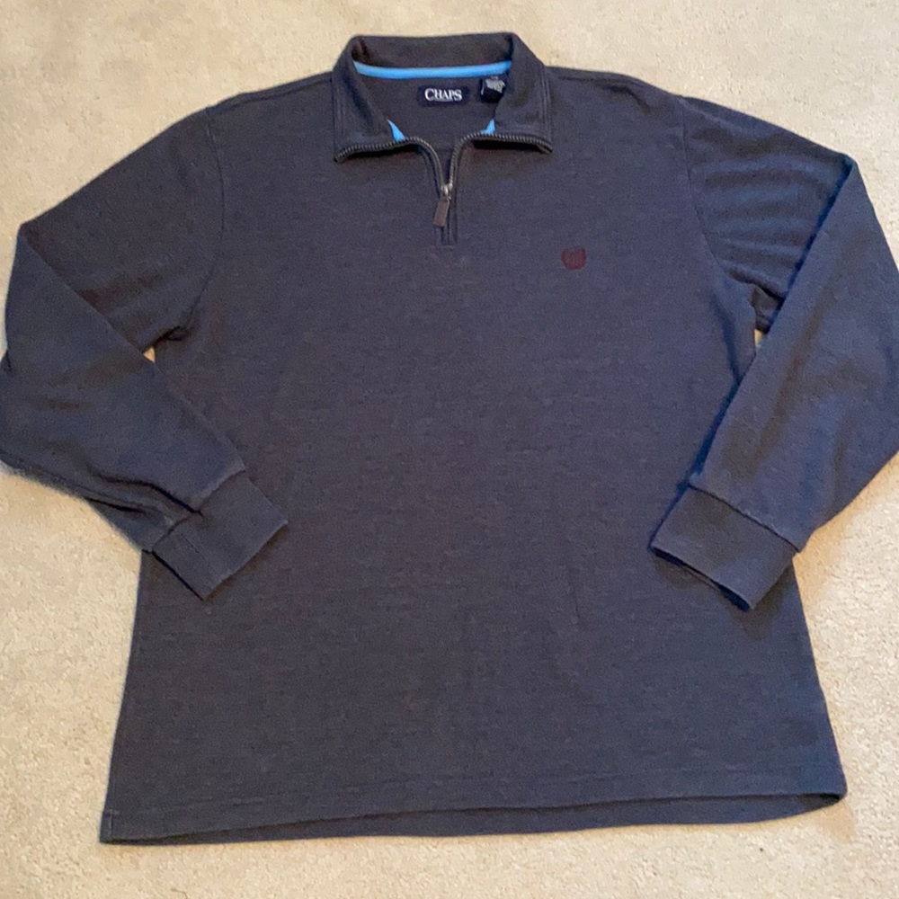 Chaps large blue zipper collared pullover EUC.
